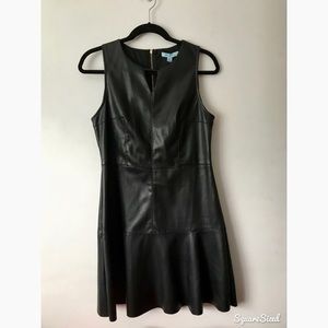 NEVER WORN Black pleather a-line dress